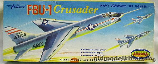 Aurora 1/48 F8U-1 Crusader Early Box (F-8) - (F8U1), 119-98 plastic model kit